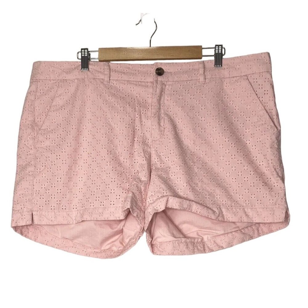 old navy Womens everyday shorts Mid Rise Pink Peach Eyelit Design Color Size 18